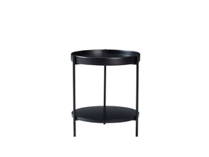 Table basse ronde avec 2 plateaux, tables gigognes, en bois massif et mdf, noir - uvrion