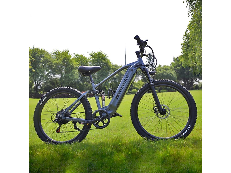  Vtt électrique tout suspendu nathaniel syr03, 27,5 longue autonomie, gris  - Conforama D