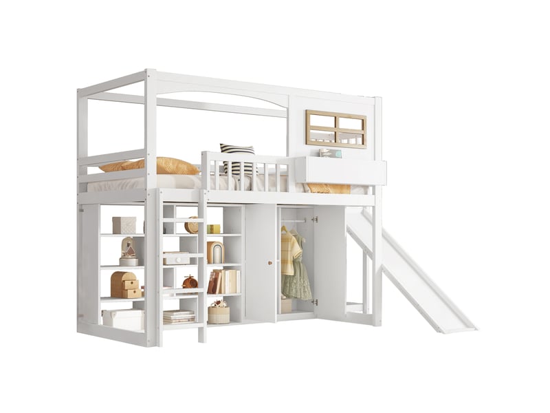  Lit mezzanine 90x200cm coloris blanc lit enfant blanc - Conforama A