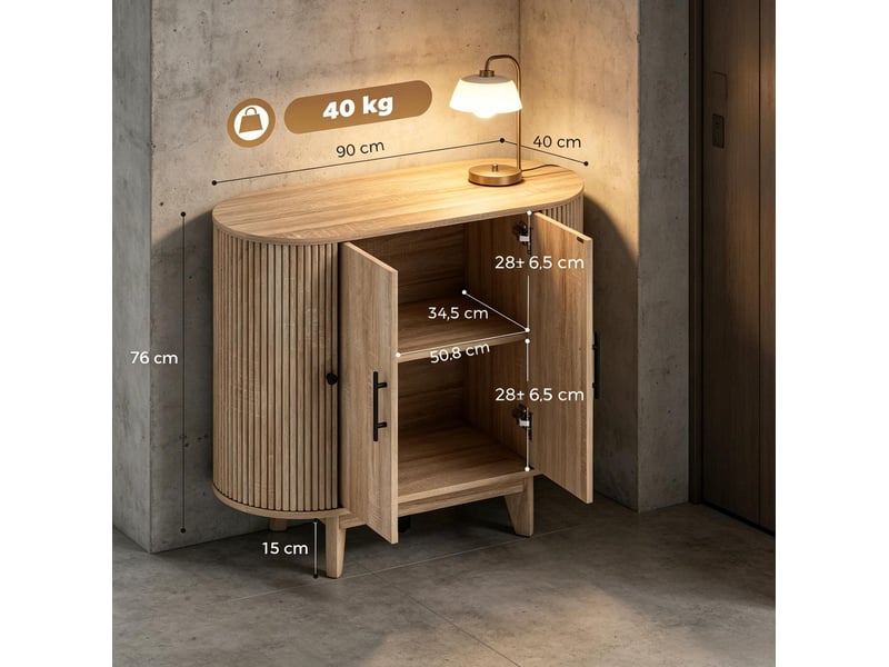  Buffet 4 portes avec rangement 90 x 40 x 76 cm evryae  - Conforama D