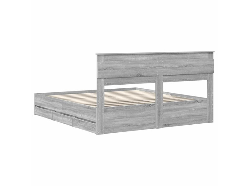  Lit double- lit adulte -  cadre de lit gris sonoma 180 x 200 cm bois ingénierie  - Conforama D