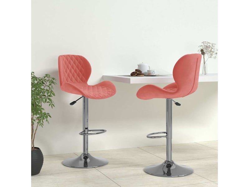  Lot de 2 tabouret de bar, chaise de bar rose velours shl53039  - Conforama B