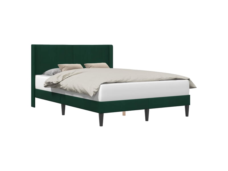  Lit double- lit adulte -  cadre de lit avec tête de lit vert foncé 120 x 190 cm velours  - Conforama A