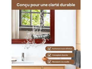 Miroir mural arqué 50x80 cm verre de sécurité trempé hd anti-éclats – rouge