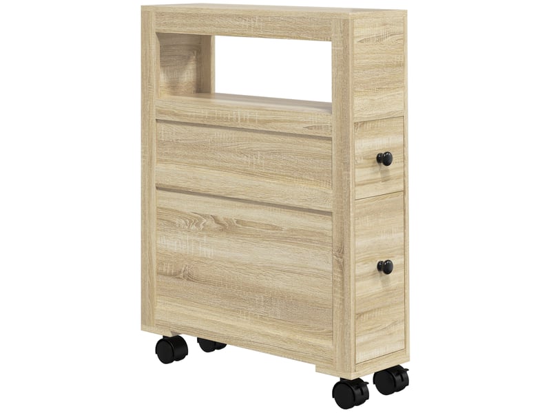  Rangement wc mobile sur roulettes - 2 tiroirs, niche - naturel  - Conforama A