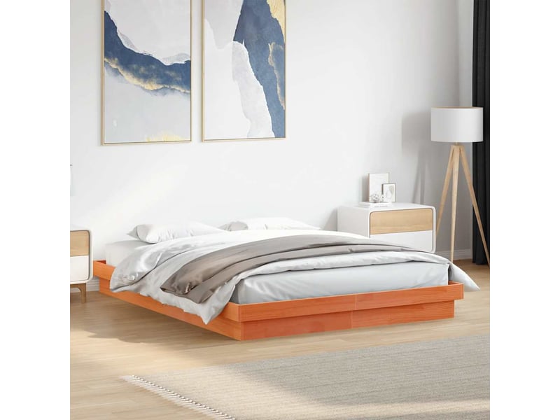  Lit double- lit adulte -  cadre de lit à led sans matelas 150x200 cm bois massif  - Conforama B