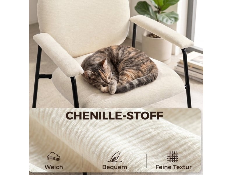  Lot de 2 fauteuils en chenille avec accoudoirs rembourrés homvra  - Conforama D