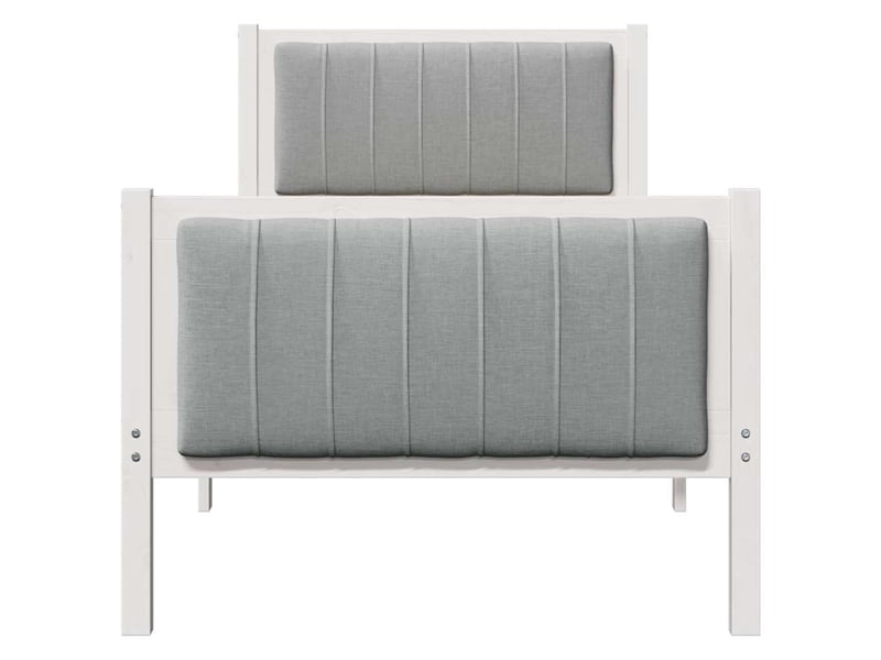  Lit simple- lit adulte -  cadre de lit blanc et gris clair 80 x 200 cm bois massif en pin  - Conforama D