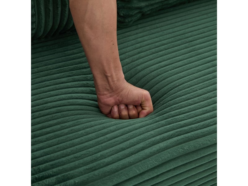  Canapé convertible 2 places 151x133x64 cm vert émeraude en velours côtelé, porte-gobelet et poches latérales  - Conforama E