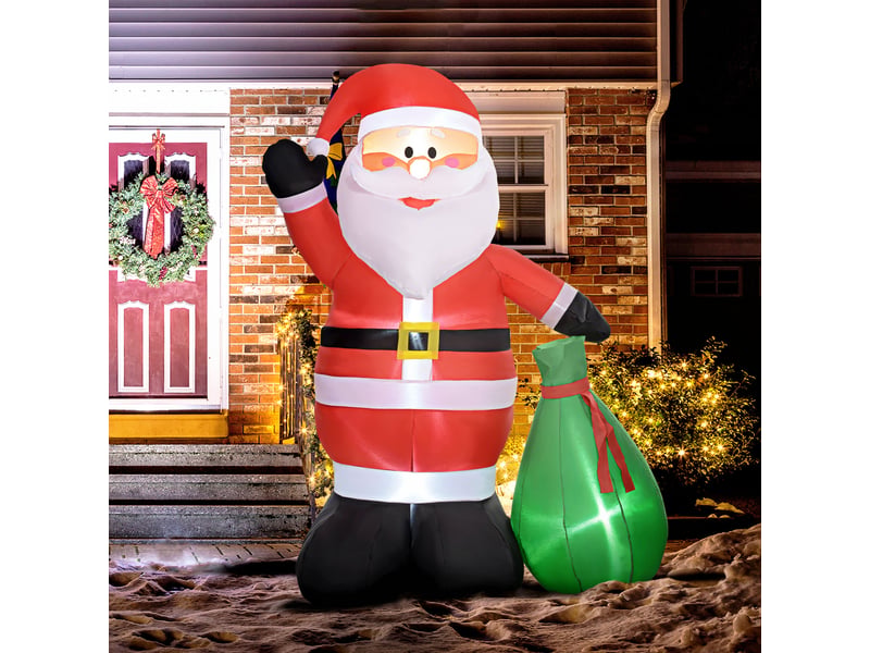  Père de noël gonflable de 180 cm avec lumières led, matériel fixation et souffleur, intérieur et extérieur  - Conforama D