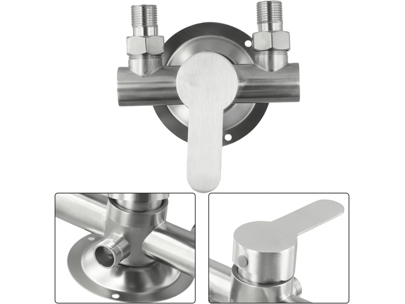  Robinet de commande de douche, mitigeur de douche mural en acier inoxydable 304, bec verseur vers le bas, surface brossée  - Conforama E