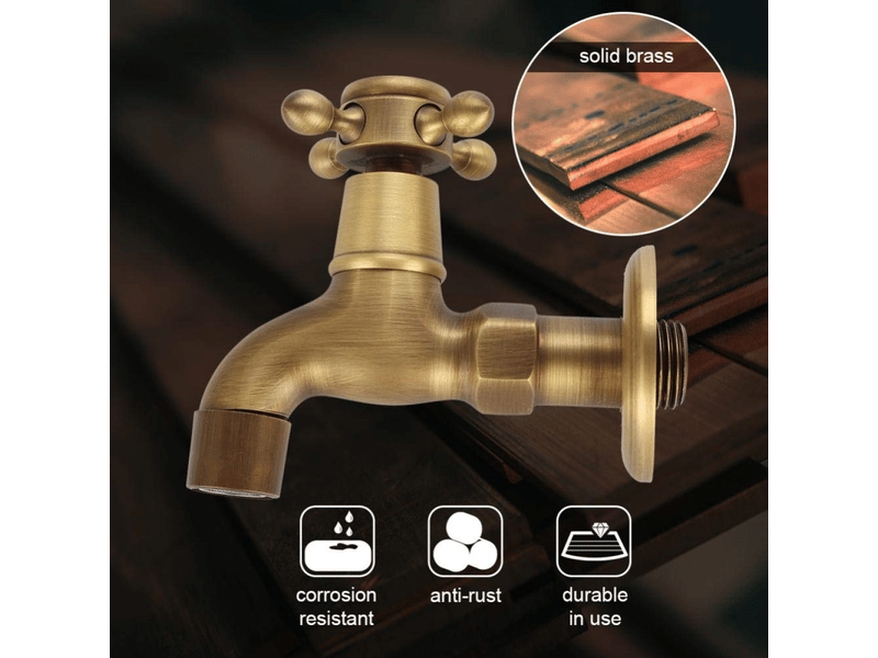 Robinet de jardin en laiton massif vintage fixé au mur filetage g1 2 pour piscine lavabo evier de cuisine(short)  - Conforama C