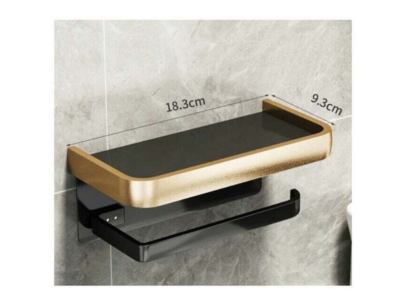  Porte-papier toilette salle de bain sans poinçonnage cintre mural papier toilette rouleau (double couche noir et or)  - Conforama B