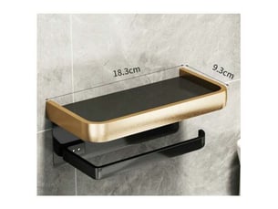 Porte-papier toilette salle de bain sans poinçonnage cintre mural papier toilette rouleau (double couche noir et or)
