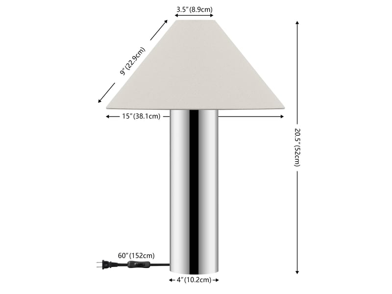  Lampe de table en métal argent blanc  - Conforama D