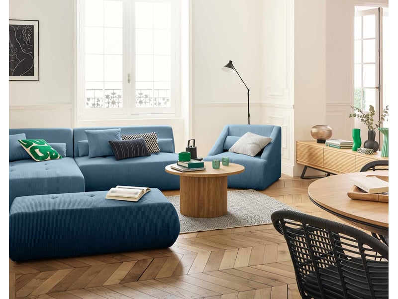  Onyx - canapé modulable d'angle gauche 5 places - en velours côtelé - lisa design - bleu ONYX - Conforama B