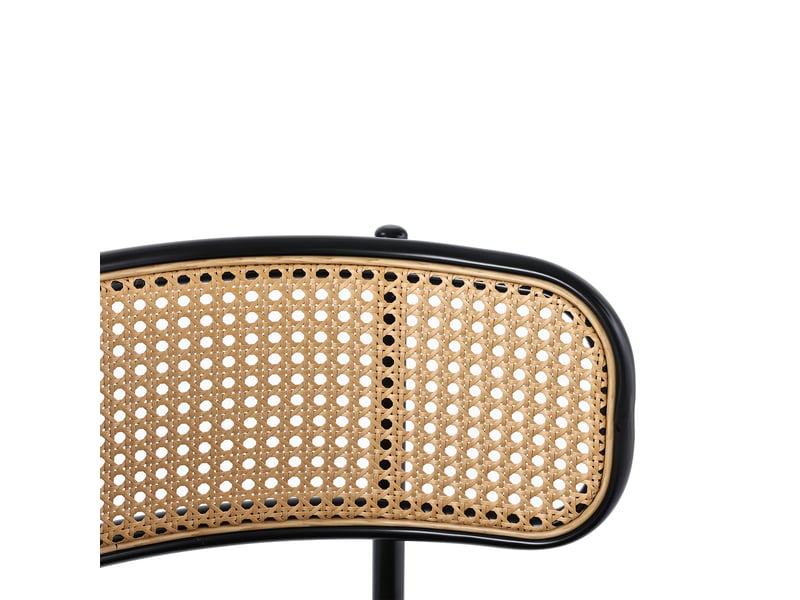  Lot de 6 chaises de salle à manger en velours et rotin, pieds en métal, modernes et simples pour salon, noir  - Conforama C
