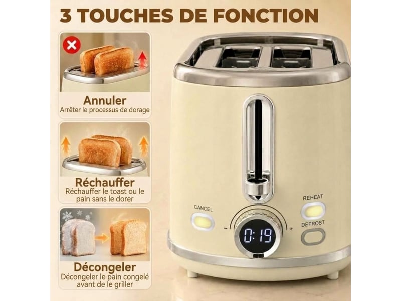  Ensemble grille-pain 2 fentes et bouilloire électrique 1,7 l, 6 niveaux de brunissage, température 40-100°c  - Conforama D