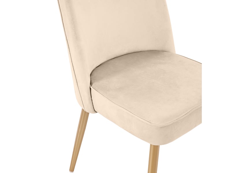  Lot de 6 chaises de salle à manger 50x62x89 cm – beige et doré – velours, pieds métal antidérapants  - Conforama D