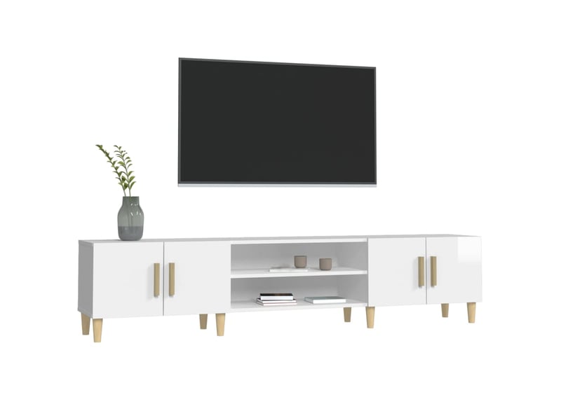  Meuble tv - banc tv - meuble de rangement blanc brillant 180x31,5x40 cm bois d'ingénierie  - Conforama D