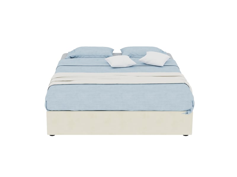 Cadre de lit, lit double 140x200 cm, rangement hydraulique, velours beige, sans matelas - Conforama E