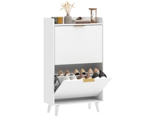 Meuble à chaussures 12 paires, armoire à chaussures étroite avec 2 tiroirs rabattables, étagères réglables, blanc