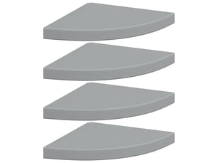 Lot de 4 étagères d'angle flottantes, étagères murales gris 35x35x3,8 cm mdf cf42776