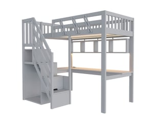 Lit mezzanine 90x200 cm <strong>BIQZUYA</strong> <strong></strong> coloris gris