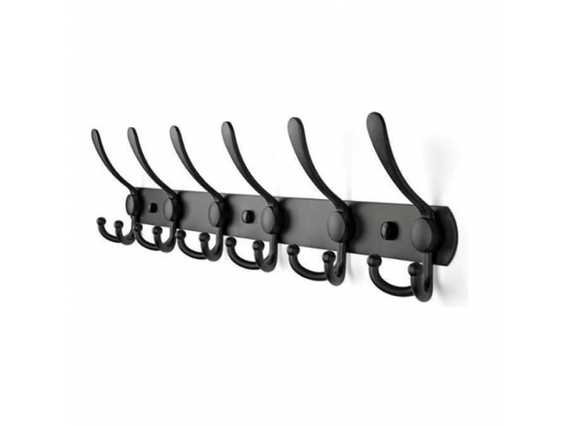 Porte-manteau mural - 5 crochets tri, robuste, acier inoxydable, métallique, noir - Conforama D
