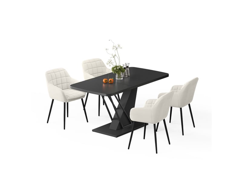 Vicco ensemble de table à manger, noir, 120x80cm avec 4 chaises de salle à manger - Conforama E