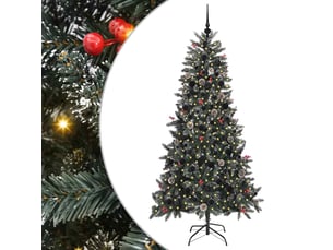 Sapin de noël artificiel, arbre de noël vert 210 cm pvc, plastique et acier shl1996
