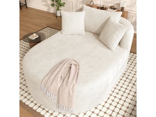 Fauteuil relax ovale compressé en velours côtelé, sans montage, assise profonde, beige clair