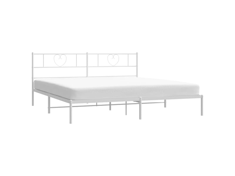  Lit double- lit adulte -  cadre de lit métal sans matelas et tête de lit blanc 200x200 cm  - Conforama B