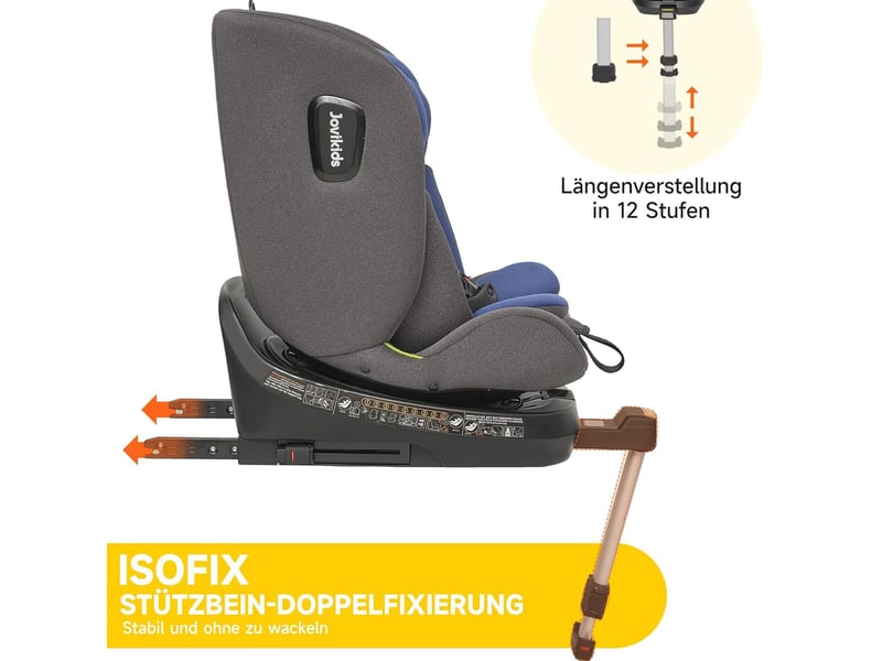 Siège auto enfant 53x46x64 cm bleu en tissu, polypropylène et acier inoxydable, pivotant 360 degrés i-size - Conforama D