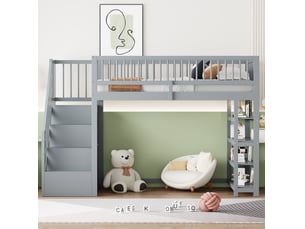Lit mezzanine 90x200 cm VIVRYN coloris gris