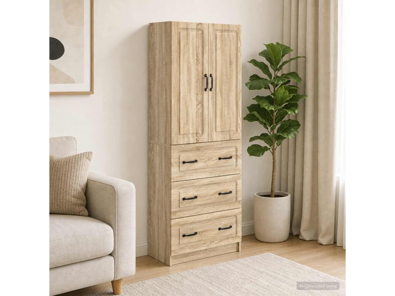  Ensemble de meubles 2 pcs, rangement de salon 66 x 34,5 x 87 cm bois d'ingénierie shl814  - Conforama B