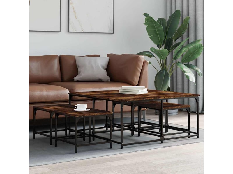  Tables basses gigognes 5 pcs | table de salon chêne fumé bois d'ingénierie  - Conforama B