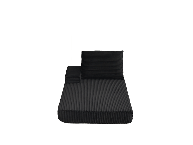  Canapé modulable velours côtelé 211 cm design moderne noir  - Conforama A