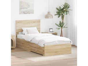 Lit adulte, lit simple, cadre de lit chêne sonoma 90x200cm bois d'ingénierie cf6311