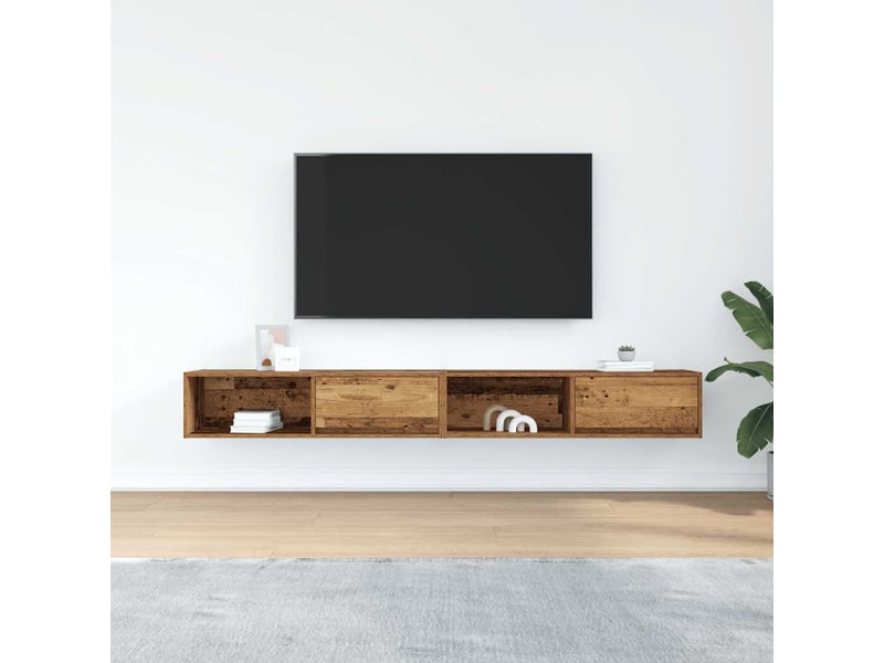  Meubles tv - banc tv - meuble de rangement 2 pcs vieux bois 100x31x25,5 cm bois d'ingénierie  - Conforama C