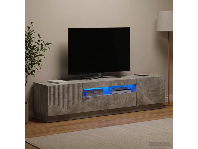Meuble tv - banc tv - meuble de rangement led hoorn 3 pcs gris béton bois d'ingénierie - Conforama C