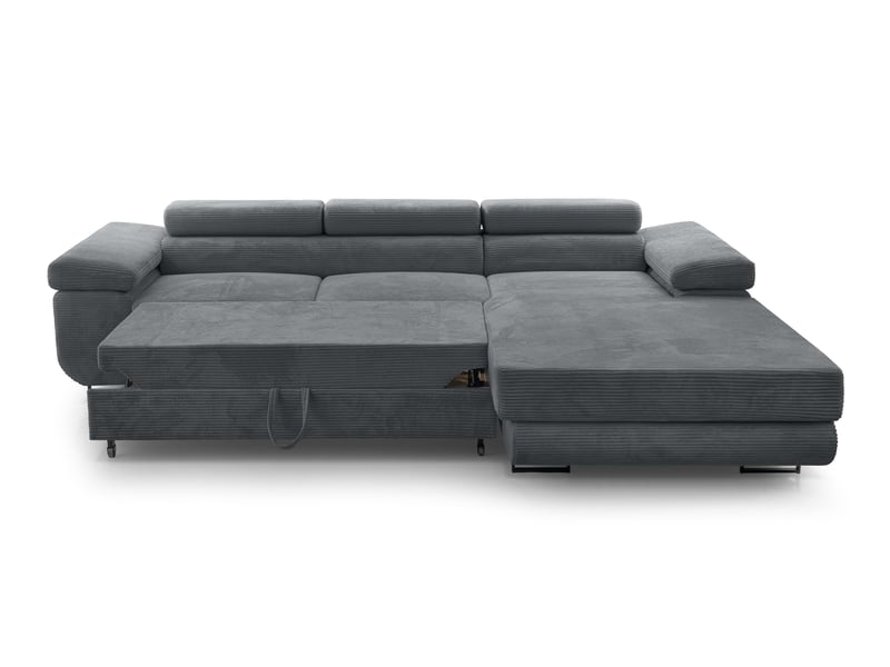 Canapé d’angle en velours côtelé arborio 280 cm gris foncé d Arborio - Conforama C