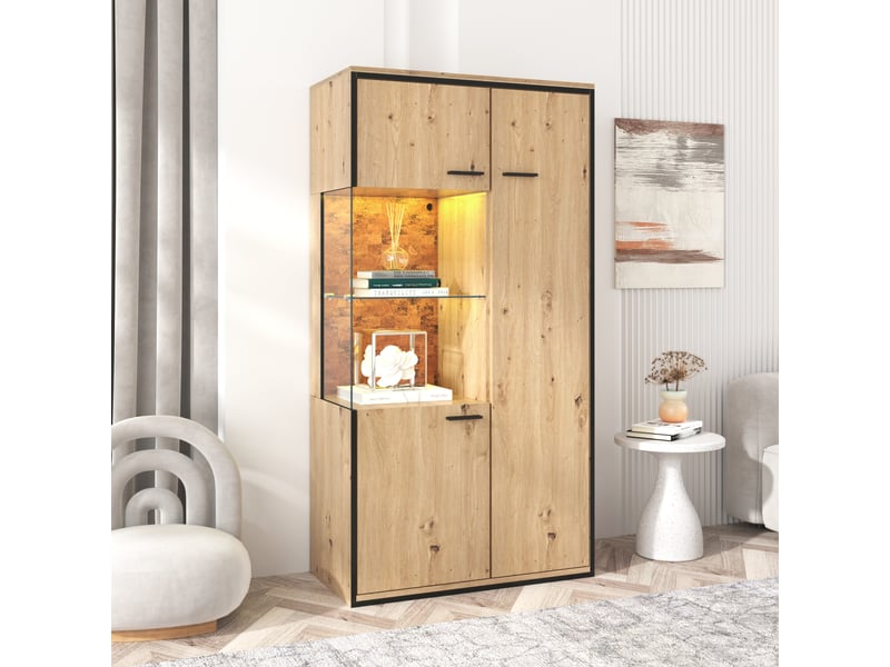  Vitrine moderne avec éclairage led - hauteur 150 cm - étagères multifonctionnelles,15 couleurs, bois  - Conforama B