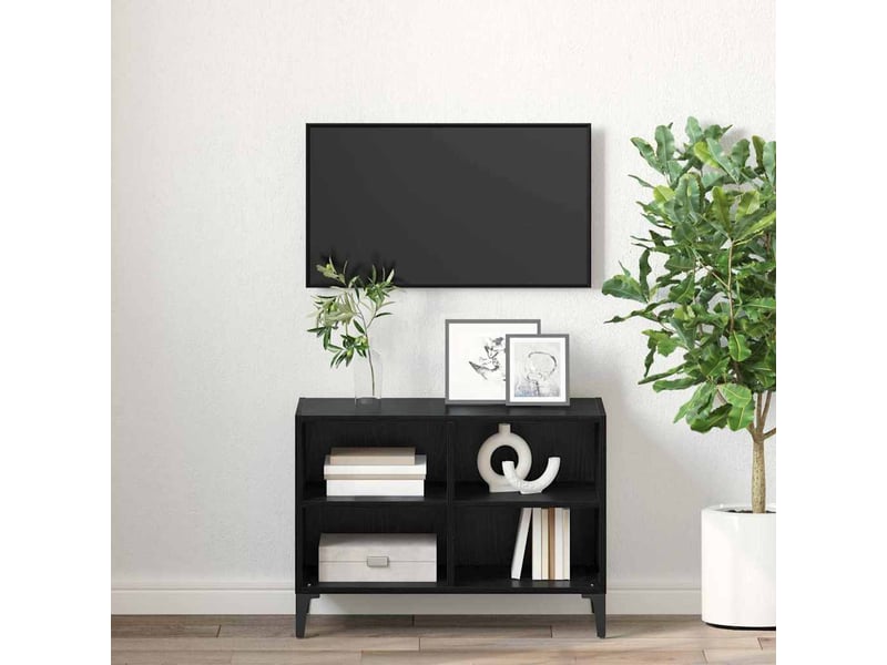 Ensemble meuble tv - banc tv - meuble de rangement montage mural noir bois d’ingénierie  - Conforama D