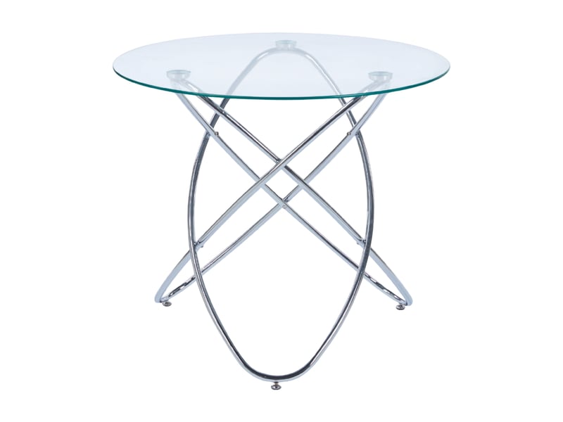  Table de salle à manger ronde,80x80x75 cm,verre trempé,chromé  - Conforama D