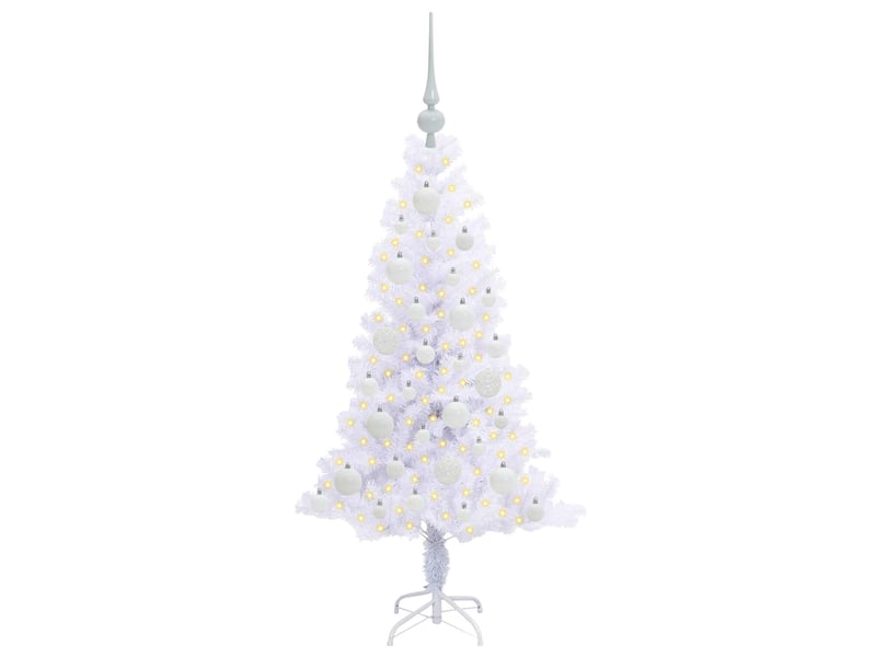  Sapin de noël - arbre de noël artificiel avec 150 led blanc 120 cm pvc et acier  - Conforama C