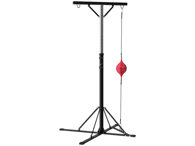  Support de sac de frappe réglable en hauteur avec speedball, structure en métal, 160 x 145 x 175-220 cm (l x l x h), noir  - Conforama B