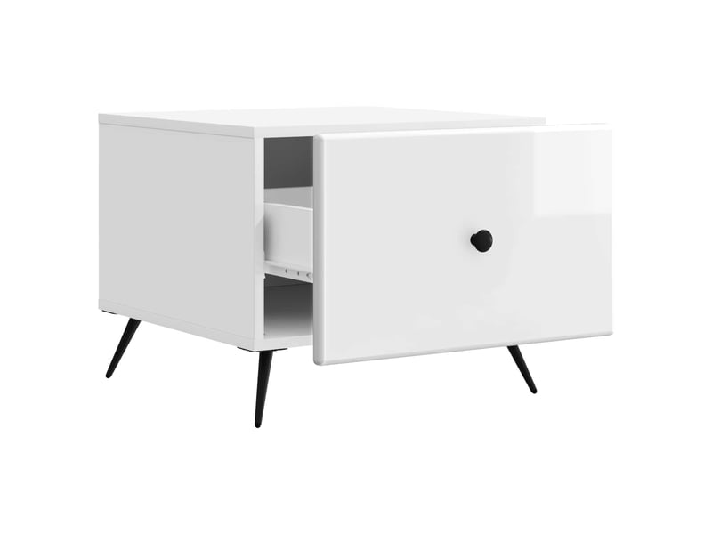  Table basse - table de salon - table à thé blanc brillant 49 x 50 x 40 cm bois d'ingénierie  - Conforama D