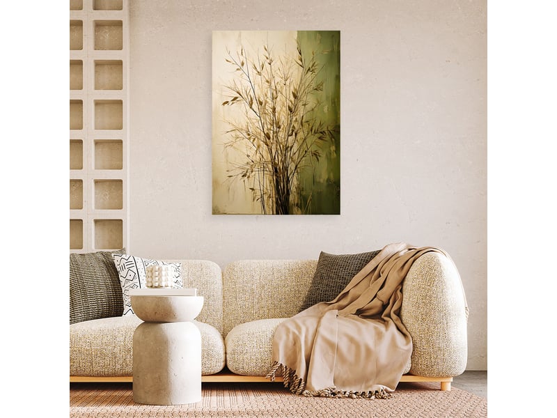  Tabelau sur toile, herbes délicates sur fond beige 30x45 1334479539 - Conforama B