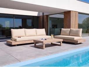 Ensemble de salon de jardin avec table 5 places marettimo bois d'acacia certifié beige